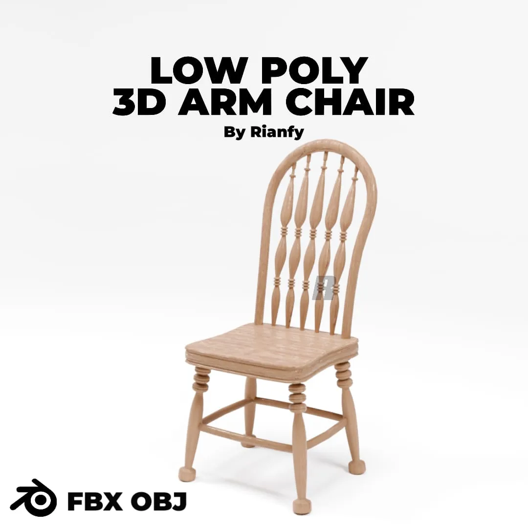 3D Model wood Arm Chair