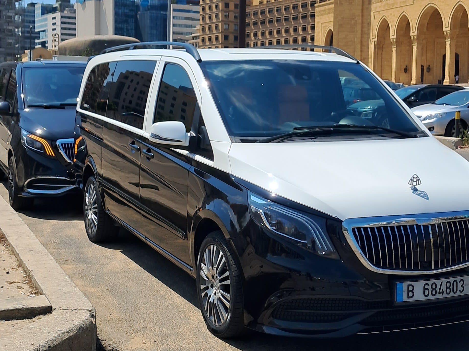 Front of Mercedes Maybach wedding Van parked in Martyrs Square in down town Beirut