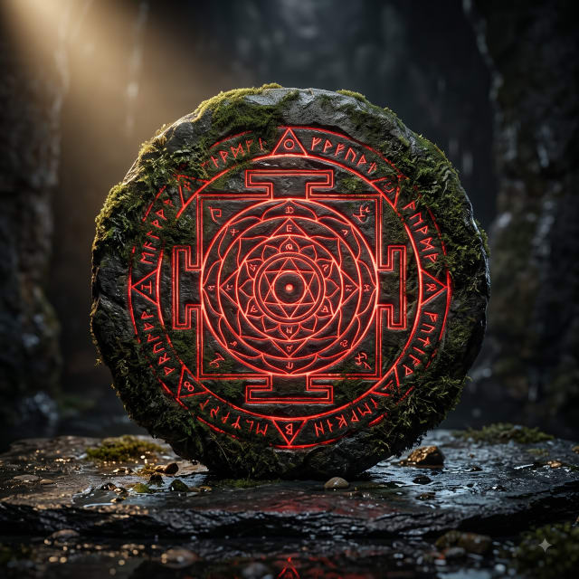 Ancient temple interior — darkness and light