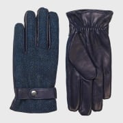 MJM Glove Nigel – Harris Tweed/Leather - Black/Blue