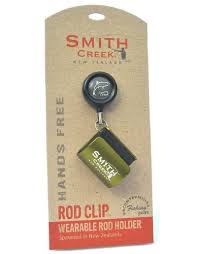smith creek rod clip wearable fishing rod holder green Clip+ no more having to lay a rod on the ground while releasing a fish Smith Creek Rod Clip