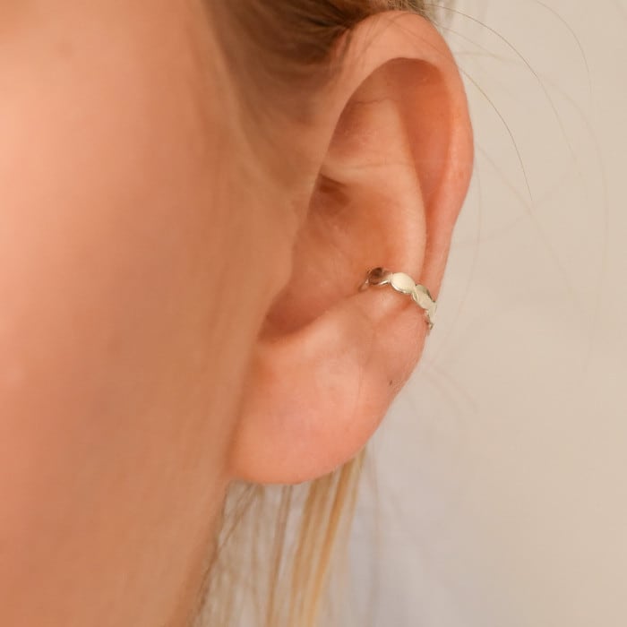Beaded Ear Cuff silver