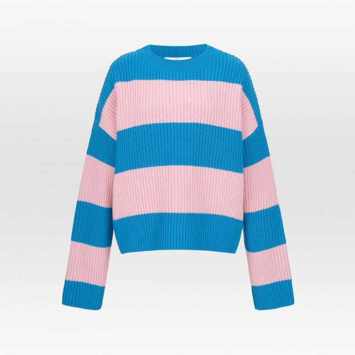 Blockstreifen Pullover lagoon blue rose melange