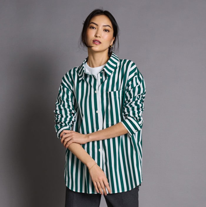 Blouse Mamry bottle green striped