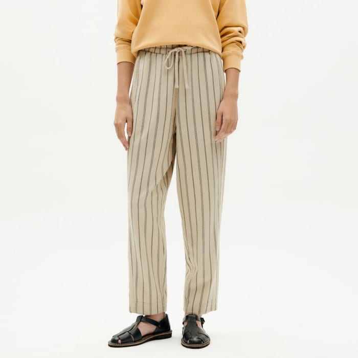 Esther Pants fog canvas stripes