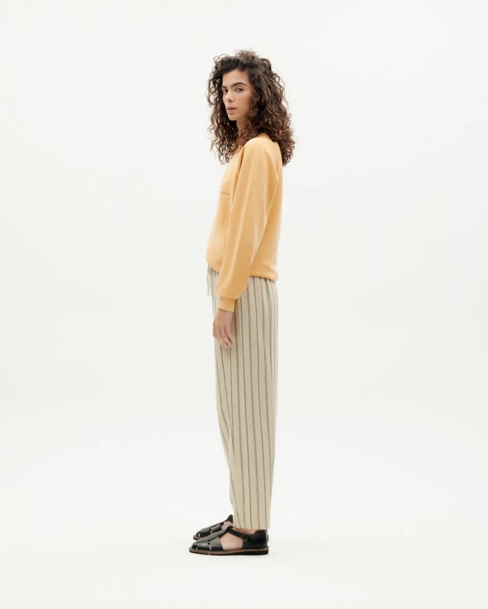 Esther Pants fog canvas stripes