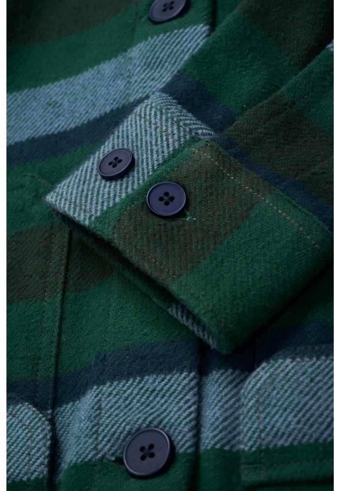 Heavy Flannel Striped Overshirt trekking green