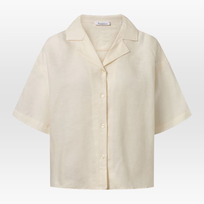 Loose Linen Mix Resort SS Shirt buttercream