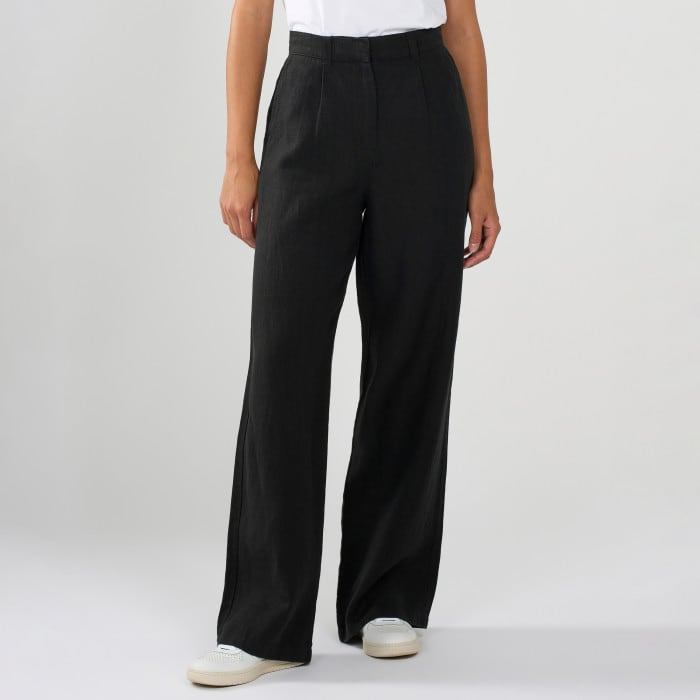 Loose Natural Linen Pants black jet