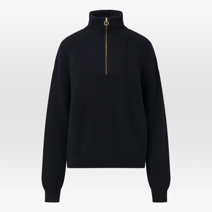 Merino Half Zip High Neck black jet