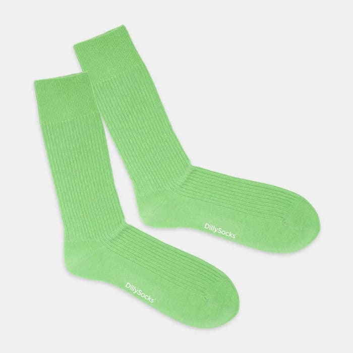 One Color Ribbed Socks lime green