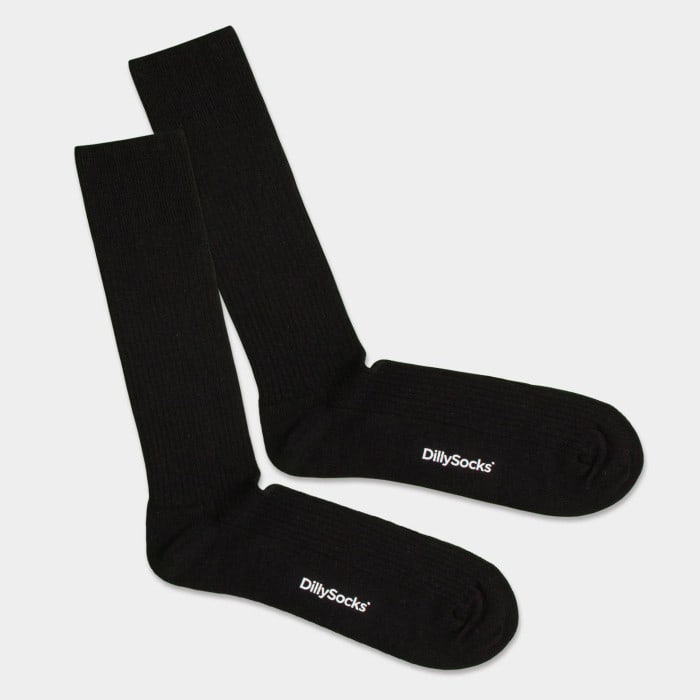 One Color Ribbed Socks night black