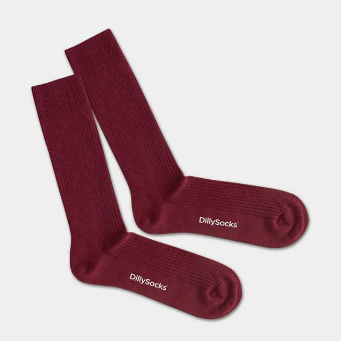 OneColor Ribbed Socks wine red