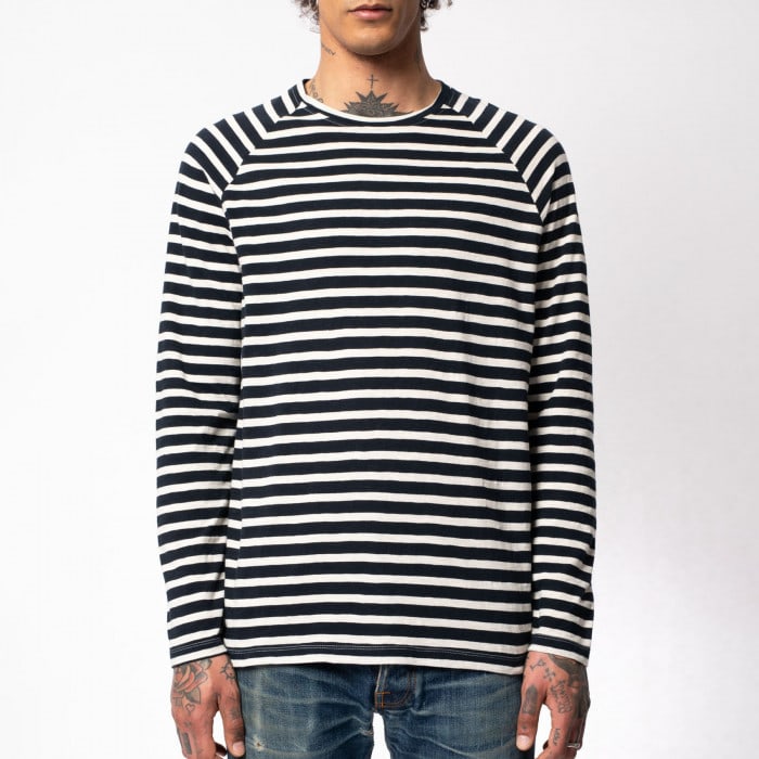 Otto Breton Stripe navy eggwhite