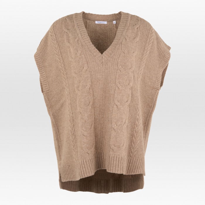 Oversize Cable Knit Vest kelp