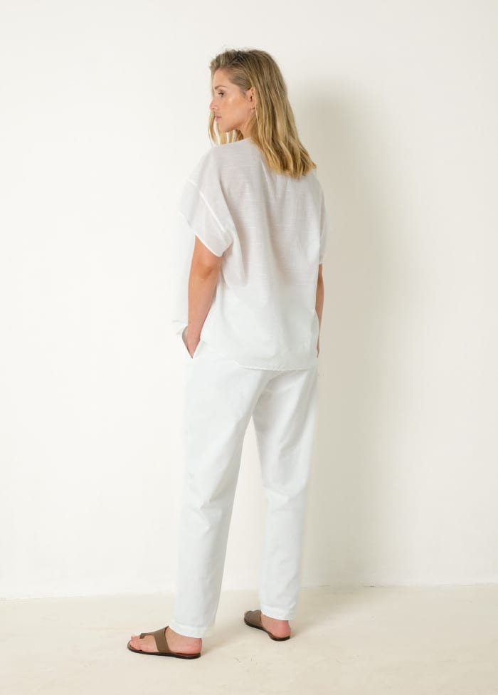 Oversize Collarless Shirt white