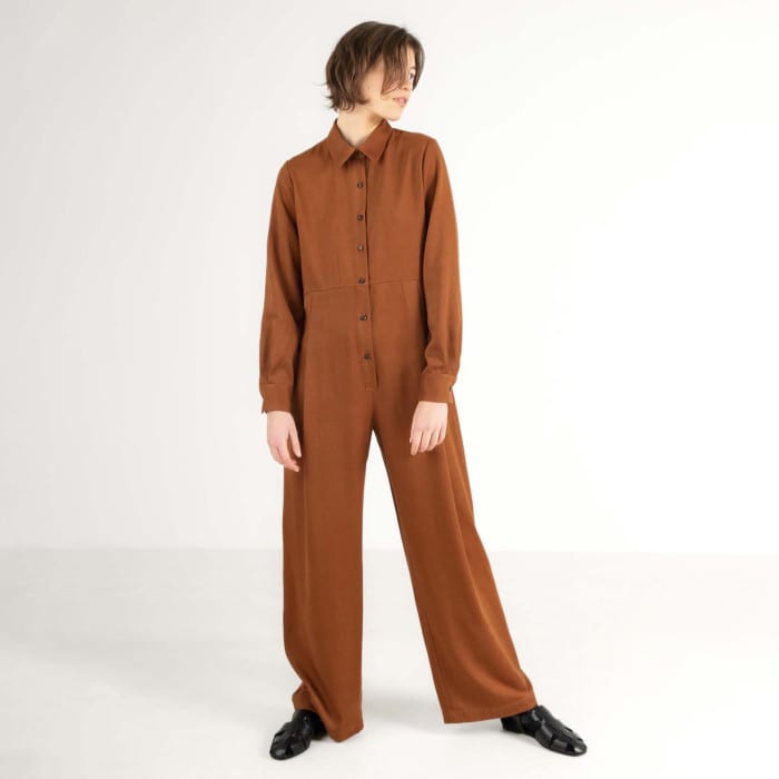 Pleated Jumpsuit chocolate brown