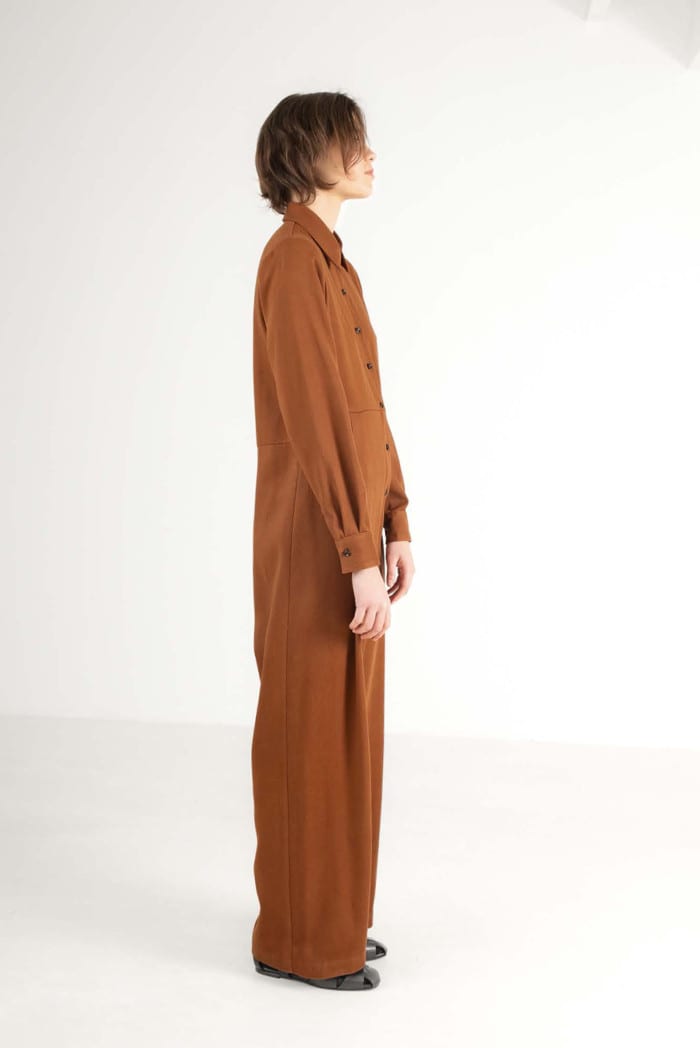 Pleated Jumpsuit chocolate brown