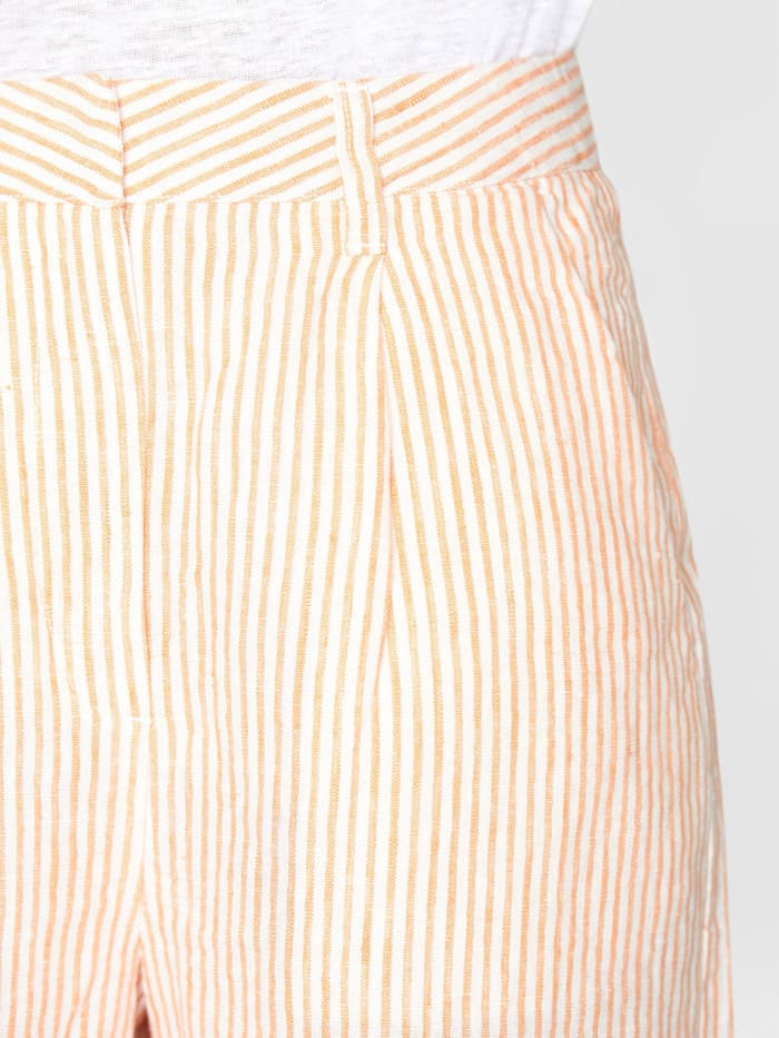 Posey Wide High-Rise Striped Linen Shorts orange