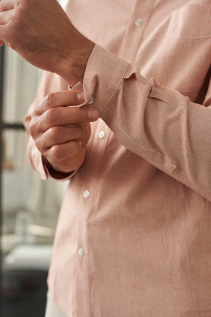 Simon Shirt eco oxford striped peach