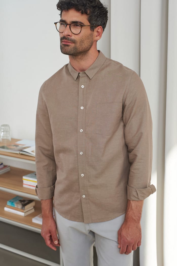 Simon Shirt walnut linen