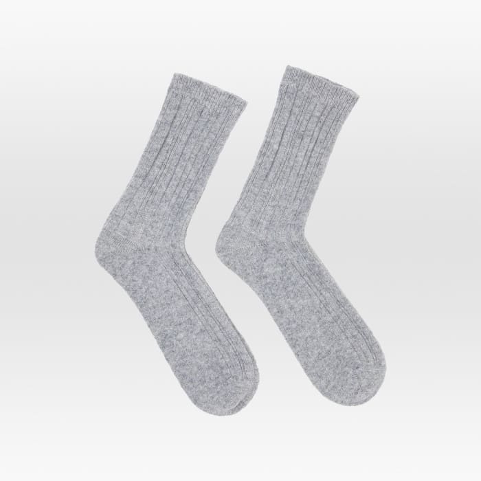 Socken mit Rippenstrick grey melange