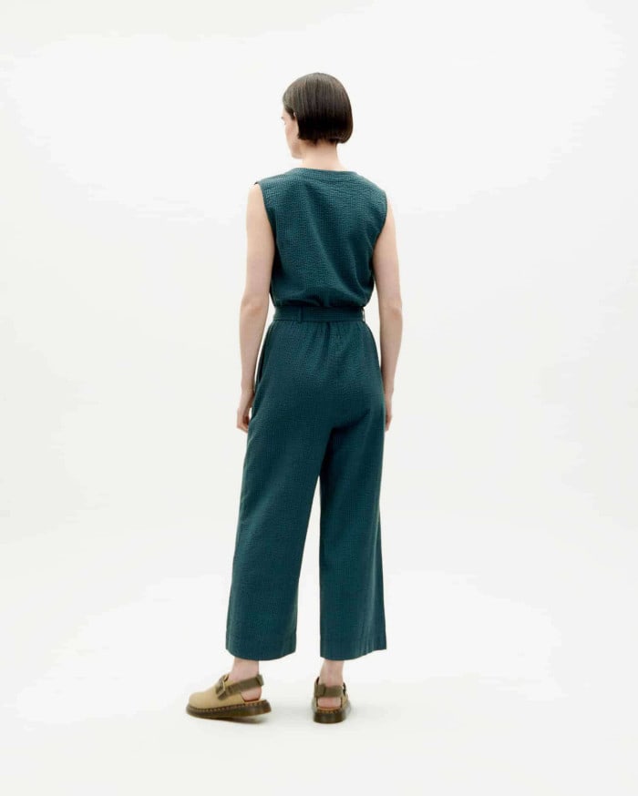 Winona Jumpsuit bottle green checks seersucker