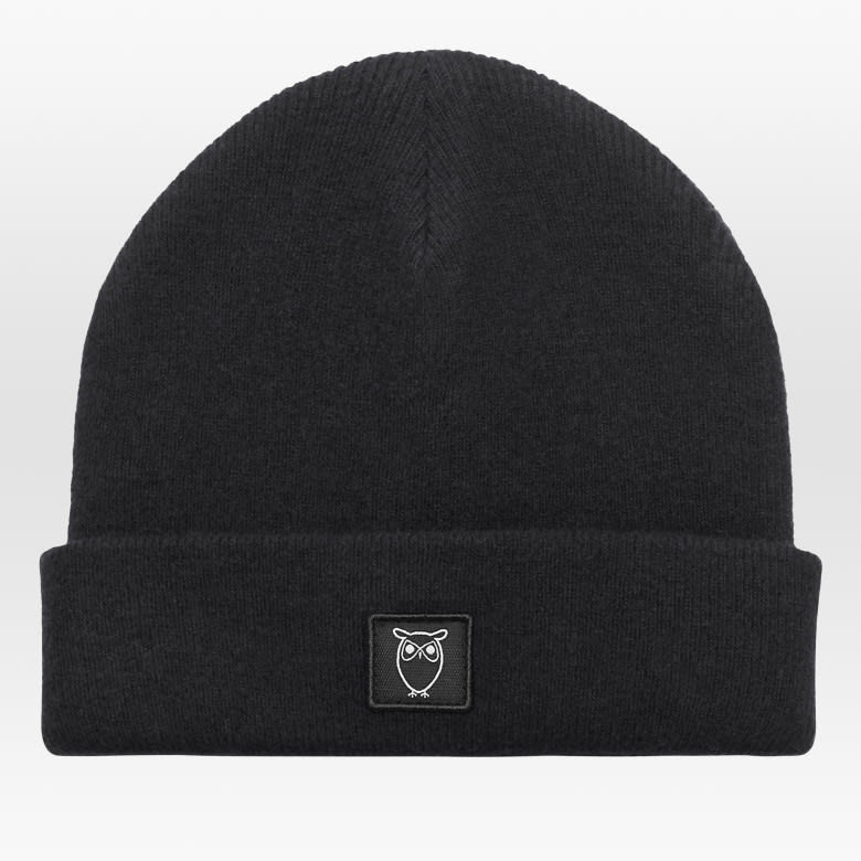 Double Layer Wool Beanie black jet