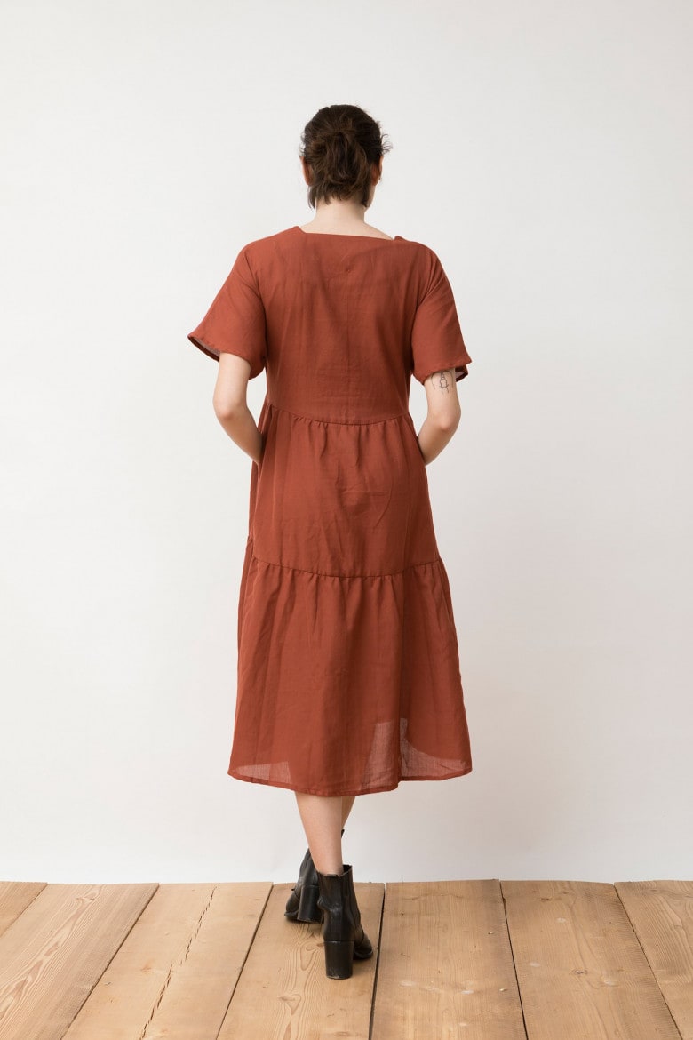 Handwoven VolantsDress Kamuki terracotta