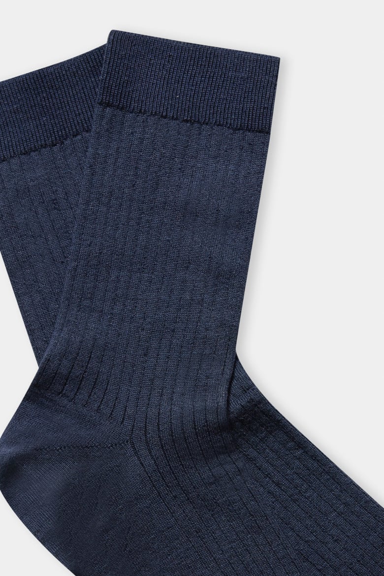 Linen Socks navy