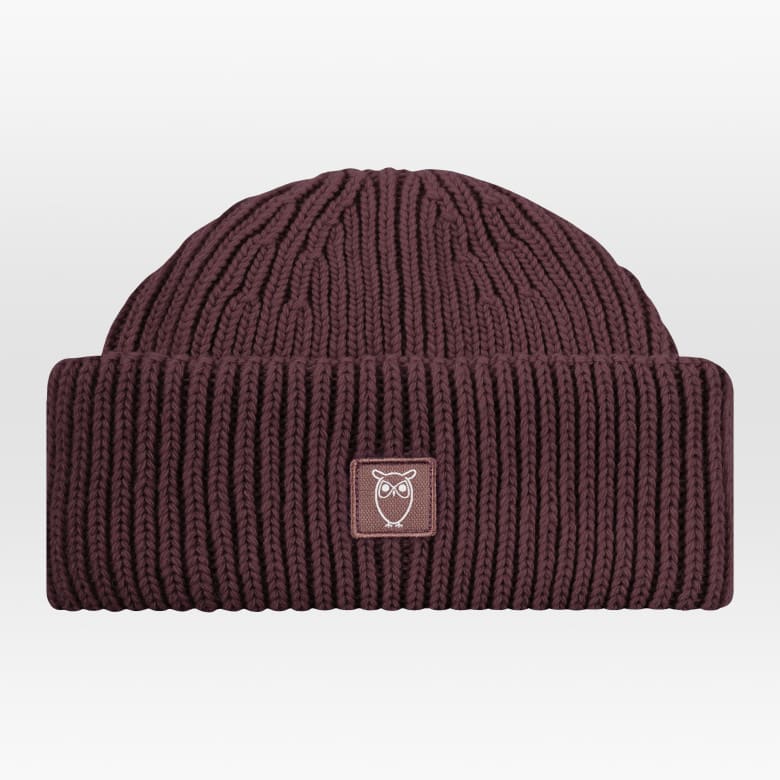 Low Wool Rib Beanie deep mahogany