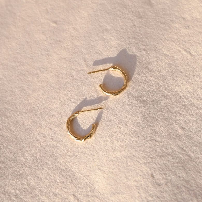 Mini Organic Hoop Earrings 9 ct gold