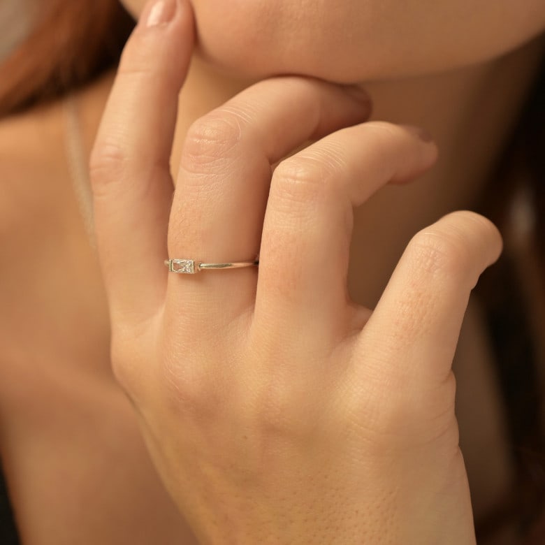 Rectangle Gemstone Ring silver