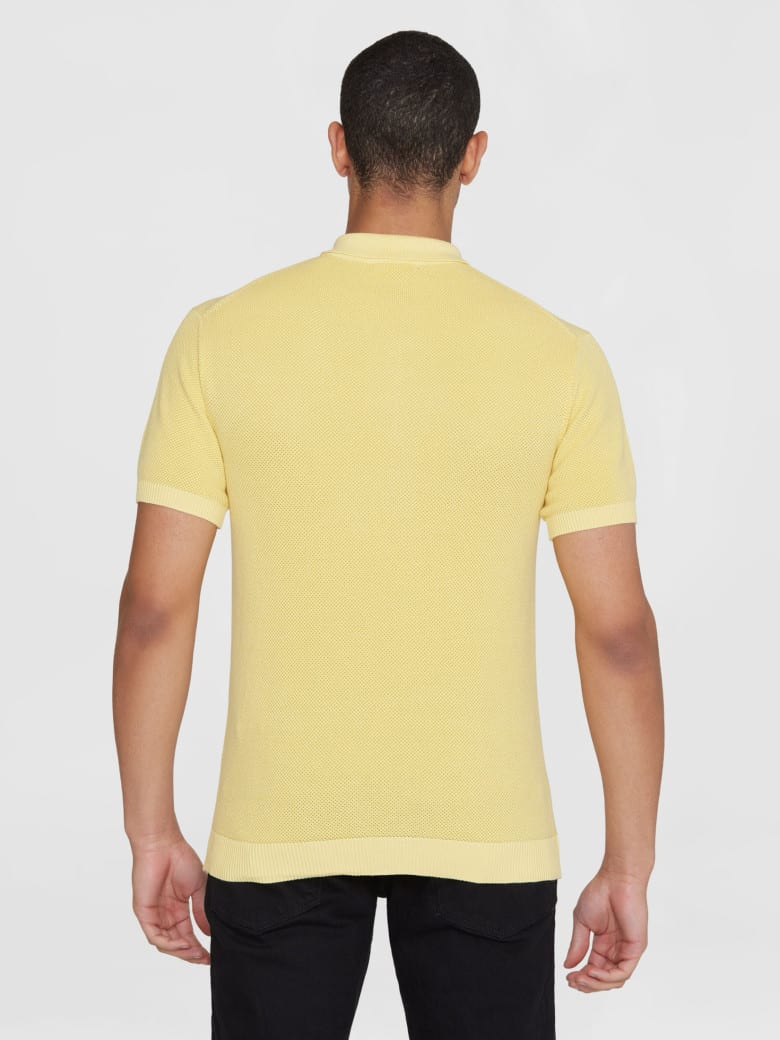 Regular Two Toned Knitted Short Sleeved Polo misted yellow