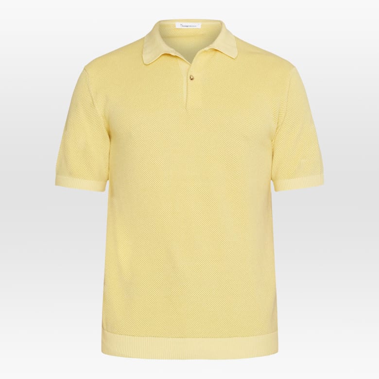 Regular Two Toned Knitted Short Sleeved Polo misted yellow