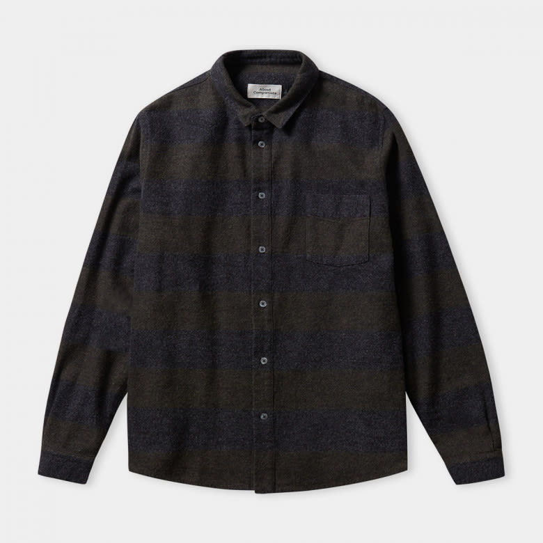 Simon Shirt eco striped coal flannel