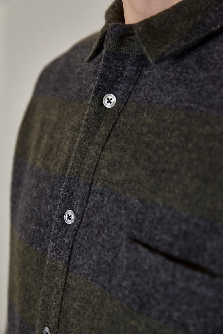 Simon Shirt eco striped coal flannel