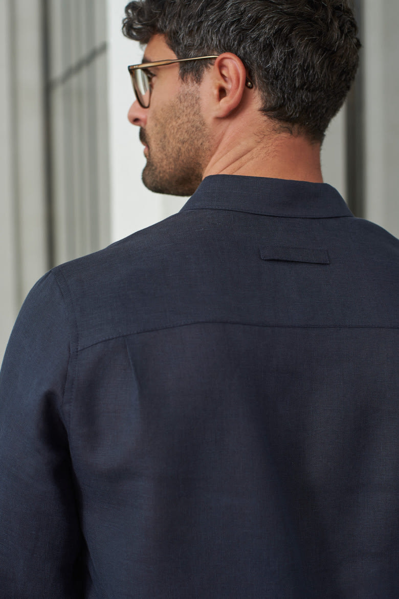 Simon Shirt navy pure linen