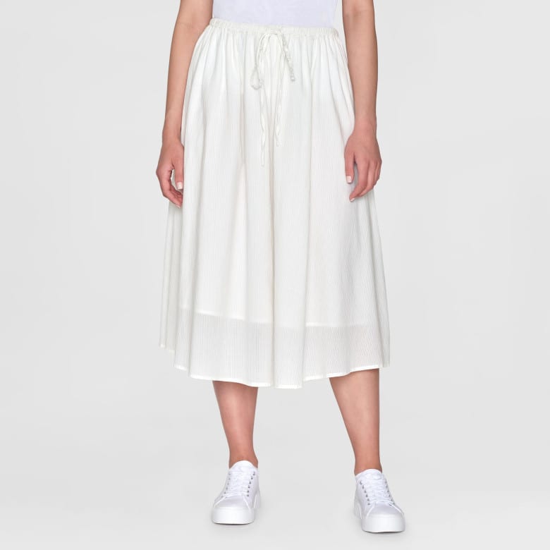 Stripe Structure A-Shape Mid-Length Skirt egret