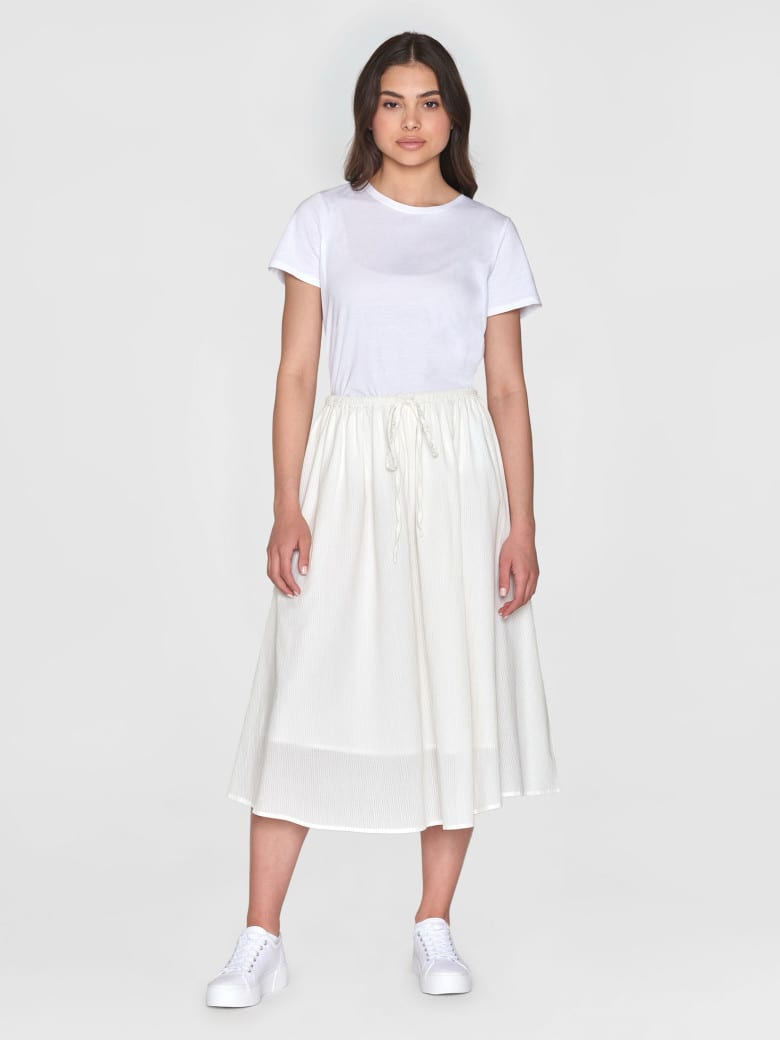 Stripe Structure A-Shape Mid-Length Skirt egret