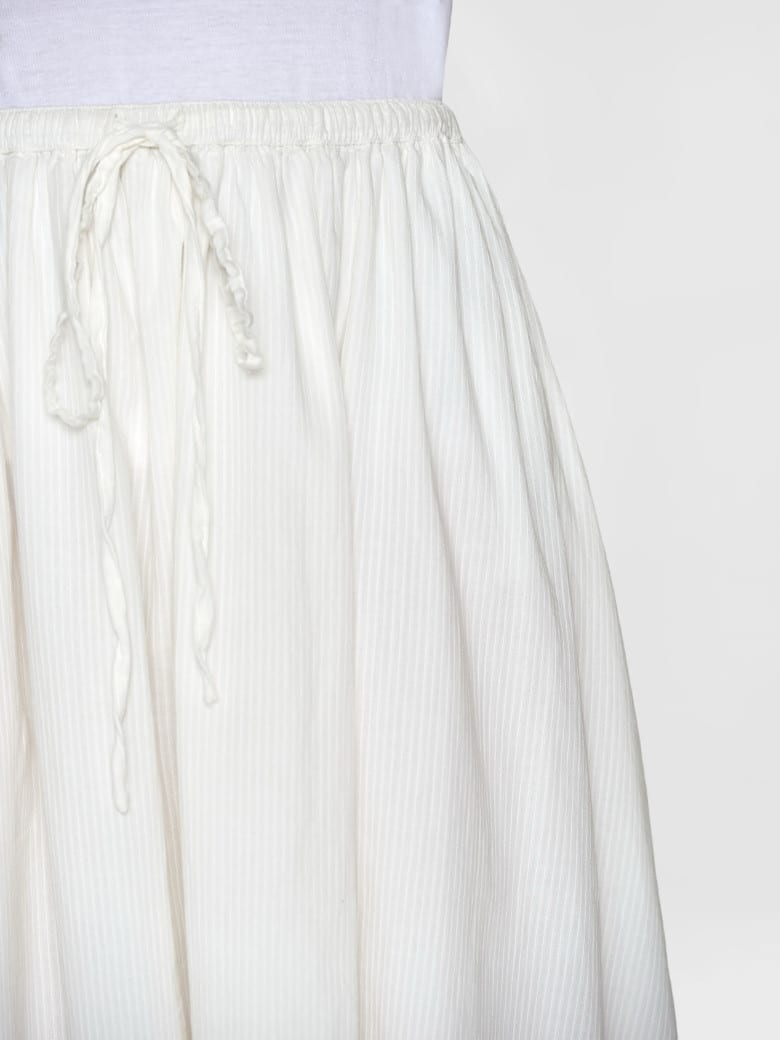 Stripe Structure A-Shape Mid-Length Skirt egret