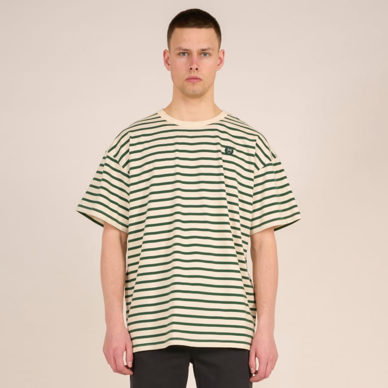 StripedOversized Tee Badge trekking green