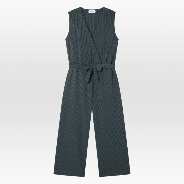 Winona Jumpsuit bottle green checks seersucker