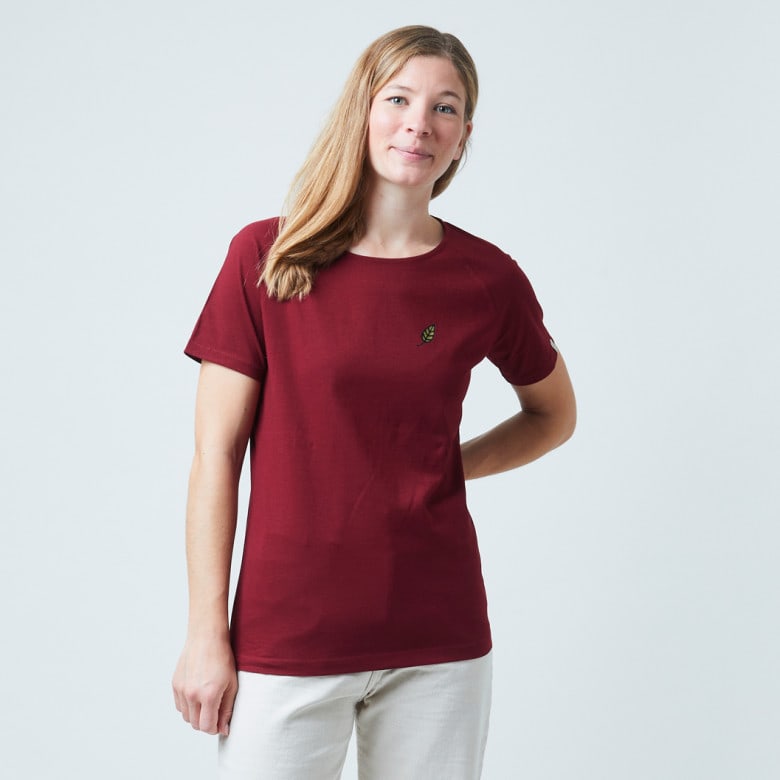 Women T-Shirt Little Leaf bordeaux