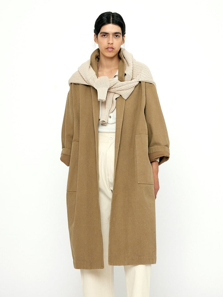 Canvas Lapel Coat Kelp