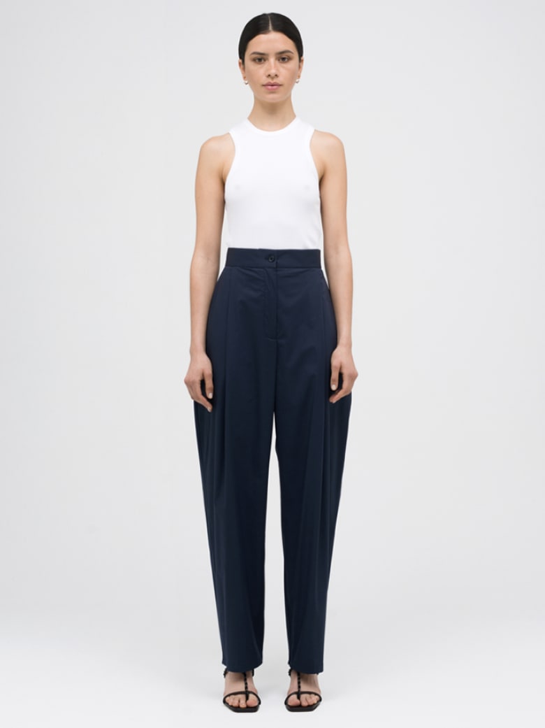 Pleated Detail Trousers Ink Blue