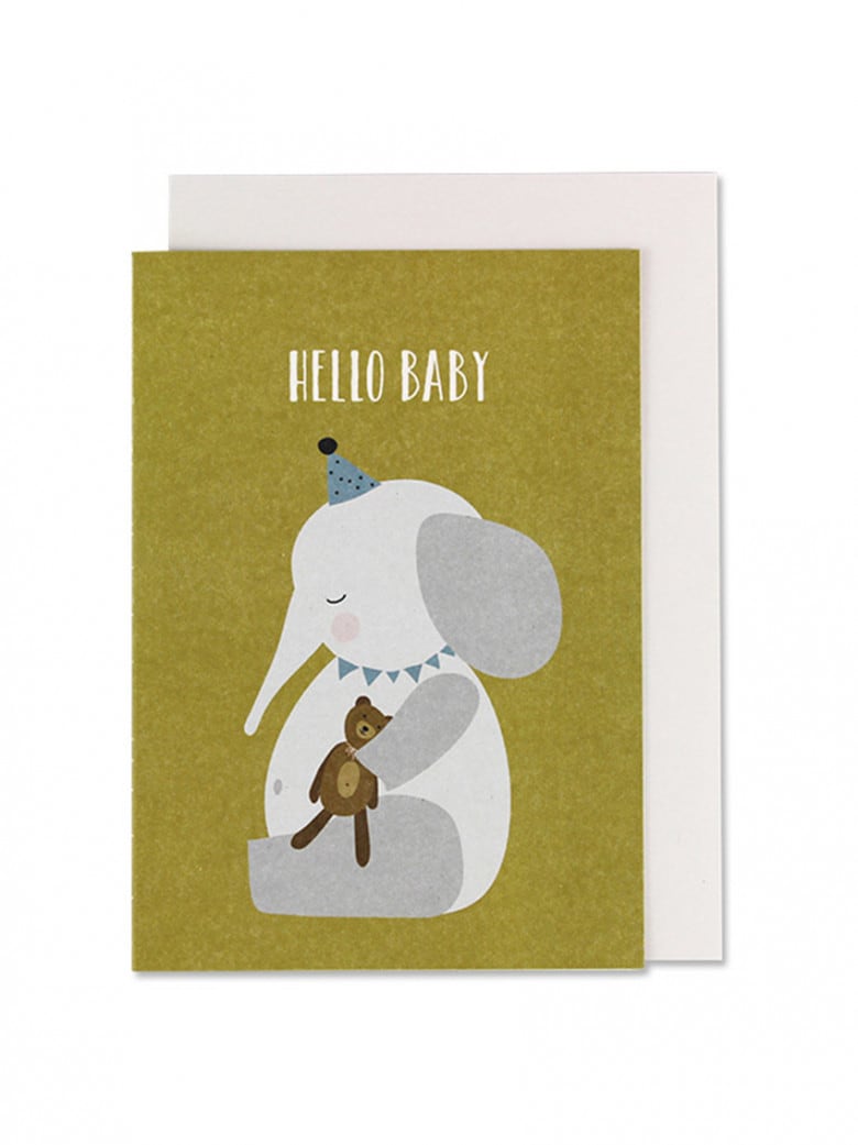 Klappkarte Elefant mit Teddy „Hello Baby“