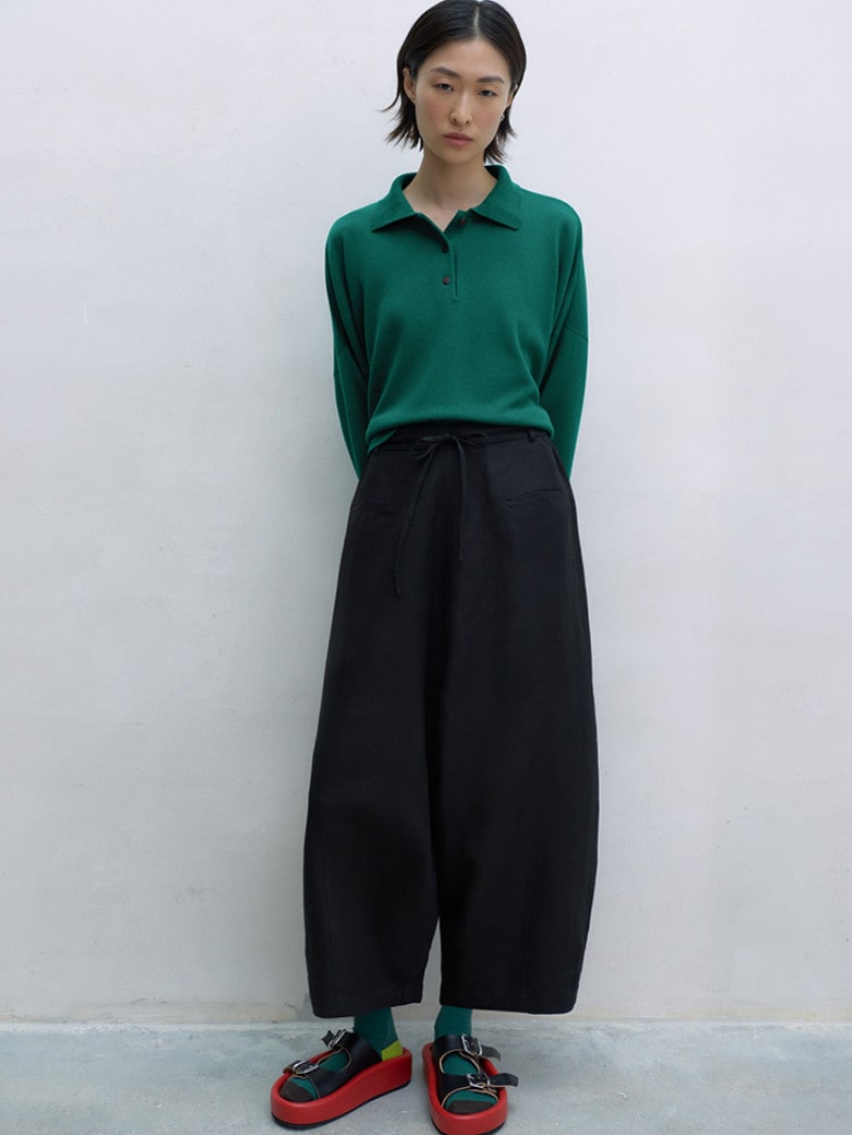 Linen New Maxi Pants Black