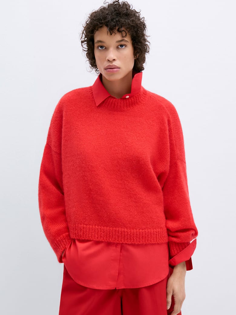 Red mohair sweater on sale
