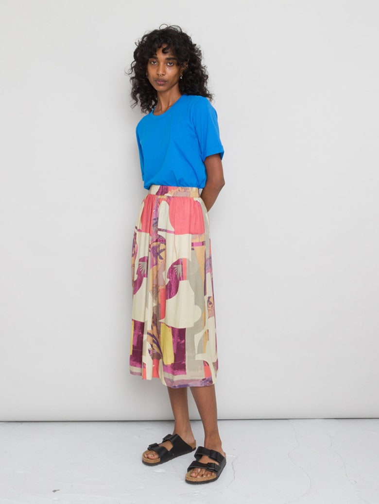 Full Seam Skirt Coral Multi Print